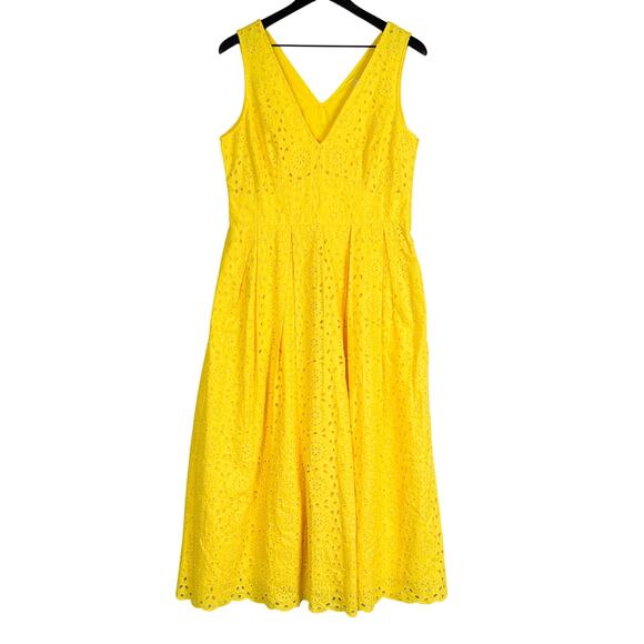 Boden Dresses & Skirts - Boden Broderie Occasion Midi Dress Embroidered Eyelet Fit Flare Yellow - 10 10R